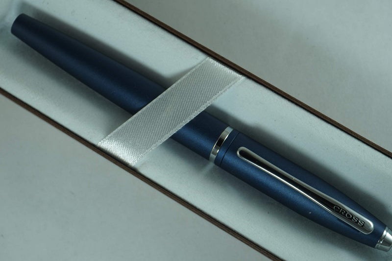 Cross Satin Blue with Cross signature mid Band Calaise Selectip Rollerball Pen. - Image 1